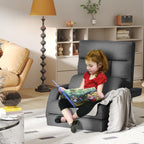 Floor Gaming Chair, 6 Position Adjustable Indoor Chaise Lounge Chair for Teens Adults, Padded Folding Meditation Sofa Chair with Armrests and Pillow Comfy Chair for Teens, Adults, Pets - Black