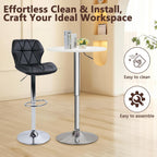 CLATINA Round Bar Table, Height Adjustable 26"-36" Bistro Pub Table with Metal Base, 360° Swivel High Top Cocktail Table for Kitchen, Home, Restaurant, Cafe, Wedding, Party, Reception，White