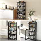 Kitchen Shelf Organizer 5 Tiers Metal Kitchen Bakers Rack Microwave Stand with Storage Cabinet Kitchen Shelves Kitchen Rack for Spices,Pots,Kitchen Rack for Kitchen, Entryway, Living Room