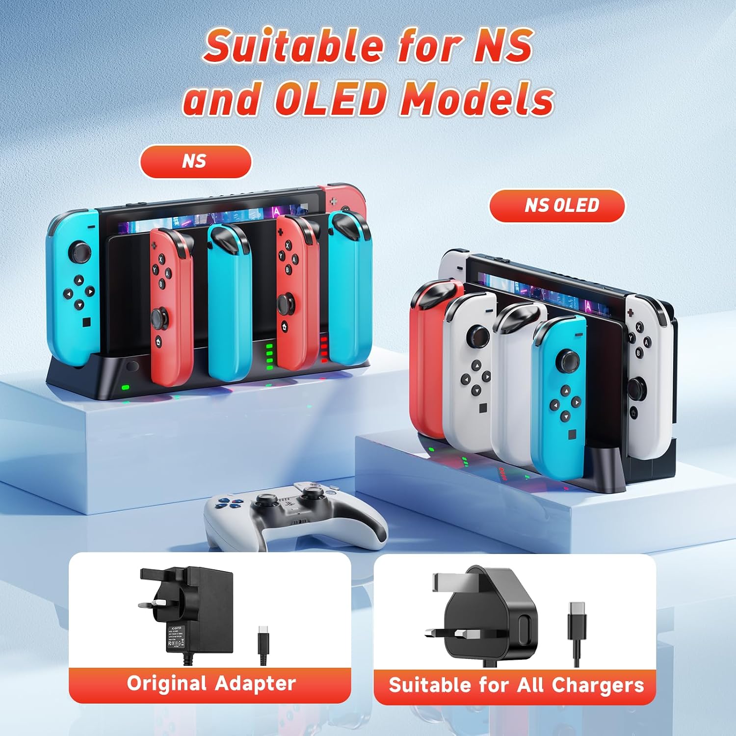 Switch Controller Charger Dock Station for PSP Gaming Console Compatible with Nintendo Switch & OLED Model Joy-con, Charging Dock Station Support to Charge 6 Joycons