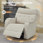 Power Swivel Rocker Recliner with Massage & Heat, Power Glider Recliners with Type-C Port & Timing, Oversized Swivel Glider Recliner with Dual Storage Arms & Cup Holder, Chenille Camel