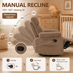 Super Soft Brown Rocking Chair Nursery Recliners, Small Recliner Rocking Chair for Small Spaces, Manual Swivel Glider Recliner for Living Room Bedroom Office, Corduroy, Adjustable Backrest (Brown, 1)