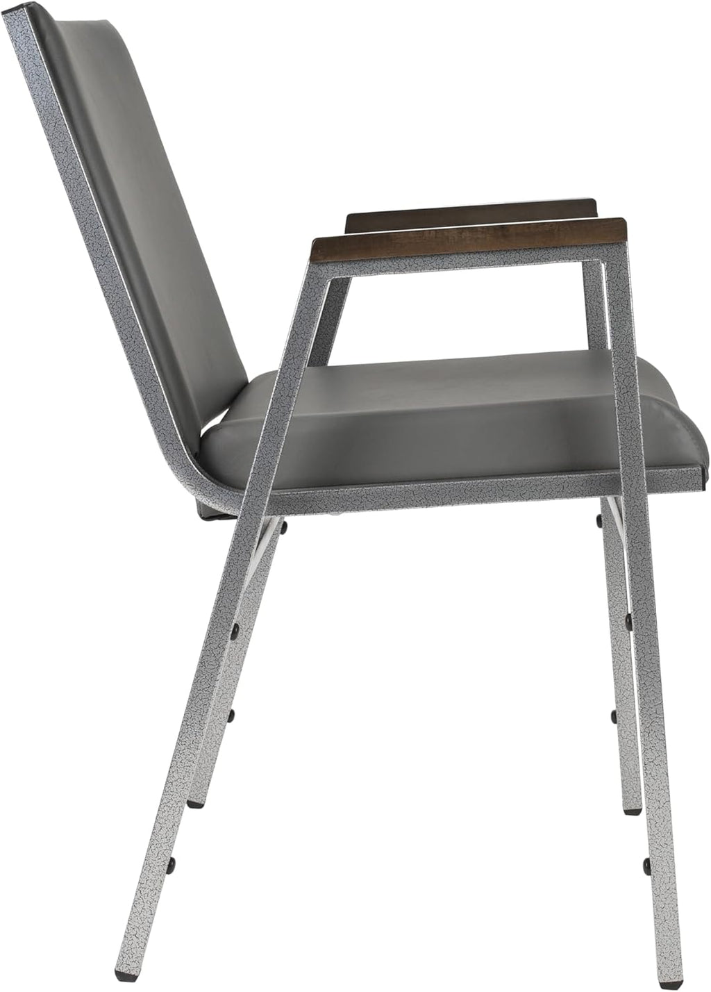 Flash Furniture Hercules Series Heavy Duty Gray Vinyl Stack Chair with Arms and Ganging Bracket, Set of 4