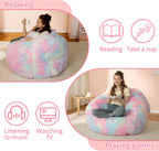 Achicsofar Bean Bag Chair for Adults Teens Giant Fluffy Plush Bean Bag Sofa with Filler Faux Fur Rabbit Shaped Beanbag Chairs Comfy Accent Floor Couch for Gaming, Reading in Bedroom, Living Room, Dorm