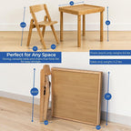 Stakmore Juvenile Children's Folding 3 Piece Natural Wooden Table and Chair Furniture Set with No Pinch Points for Kids Ages 3 and Up (3-Piece Set)