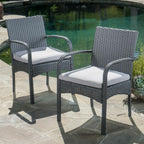 Patio Dining Chairs, Cordoba Set of 2 PE Wicker Outdoor Rattan Side Chairs for Garden Deck Backyard Porch Dining Table and Patio Seating