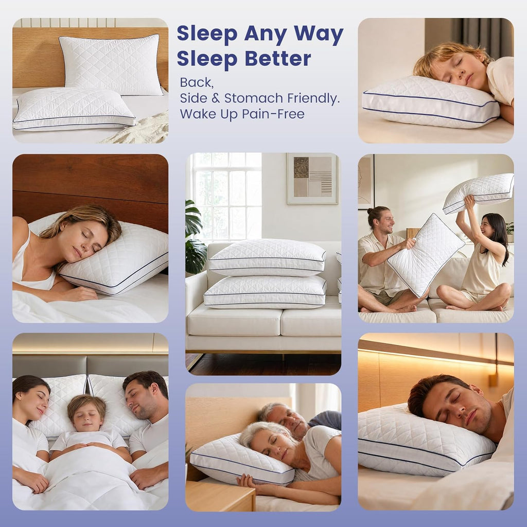 DOWNSTORIA Shredded Memory Foam Pillows Queen Size Set of 2, Medium Firm Bed Pillow for Sleeping, Soft Memory Foam Queen Pillows 2 Pack for Side and Back Sleepers with Gusset(20"x30")
