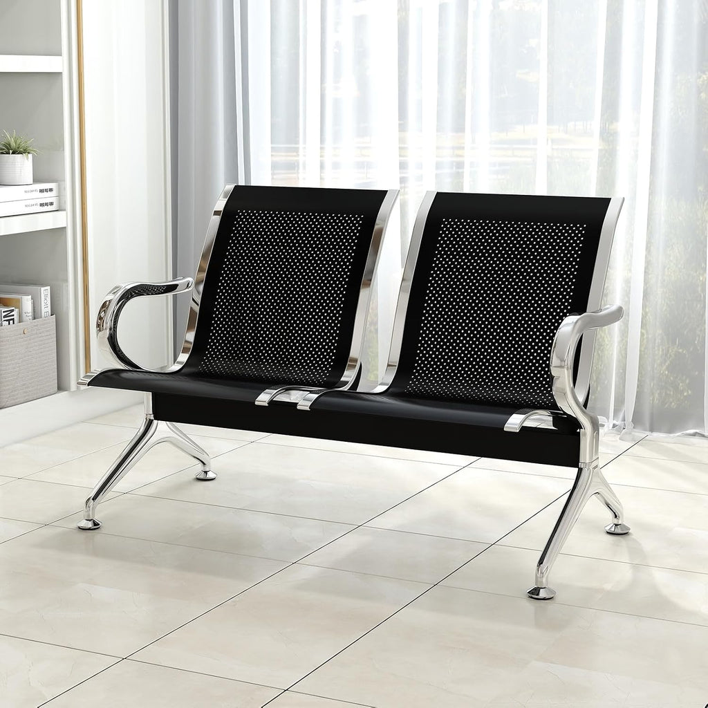 KINTNESS Waiting Room Chair - 2 Seat Reception Chair Benches Office Guest Chairs Heavy Duty Waiting Room Chairs with Arms for Lobby, Office, Bank, Hospital Bench, Black