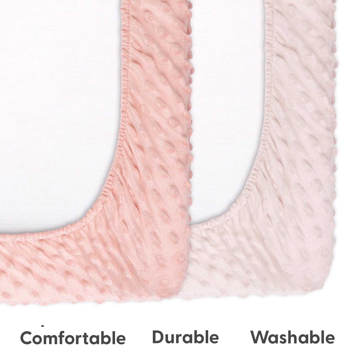 The Peanutshell Minky Dot Diaper Changing Pad Cover - Ultra Soft Baby Mat Cover for Girls, Fits 16” x 32” Changing Table Pads - Pink, 2 Pack
