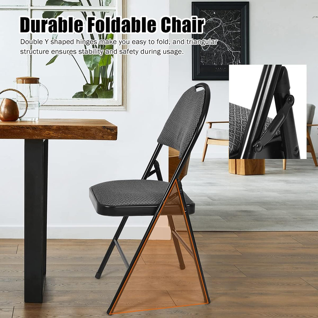 COSTWAY Padded Folding Chairs 2 Pack, Portable Steel Frame Dining Chairs with Cushion & Carry Design Back, Foldable Guest Chairs for Indoor & Outdoor Events Office Reception Wedding Party