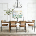 Brown Rattan Dining Chairs Set of 4, Mid-Century Modern Chair with Boucle, Kitchen Dining Room Chairs for Living Room with Metal Legs, Round Upholstered Sherpa