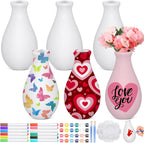 6 Set Ceramics to Paint Vase DIY Your Own Ceramic Vase Painting Decorating Kit for Christmas Holiday DIY Craft to Paint Unpainted Plaster Paintable Kit Art Craft Supply(Delicate)