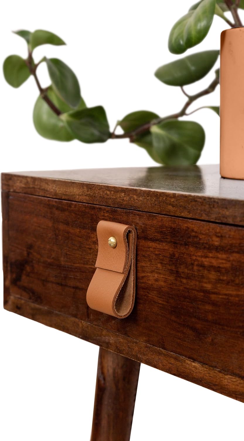 Leather and Brass Drawer Pull