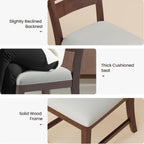 COLAMY Wooden Dining Chairs Set of 2, Farmhouse Upholstered Dining Room Chairs with 3.5" Thick Cushion, FSC Solid Wood Ladder Back Kitchen Chairs for Home and Restaurant, Easy Clean,Brown