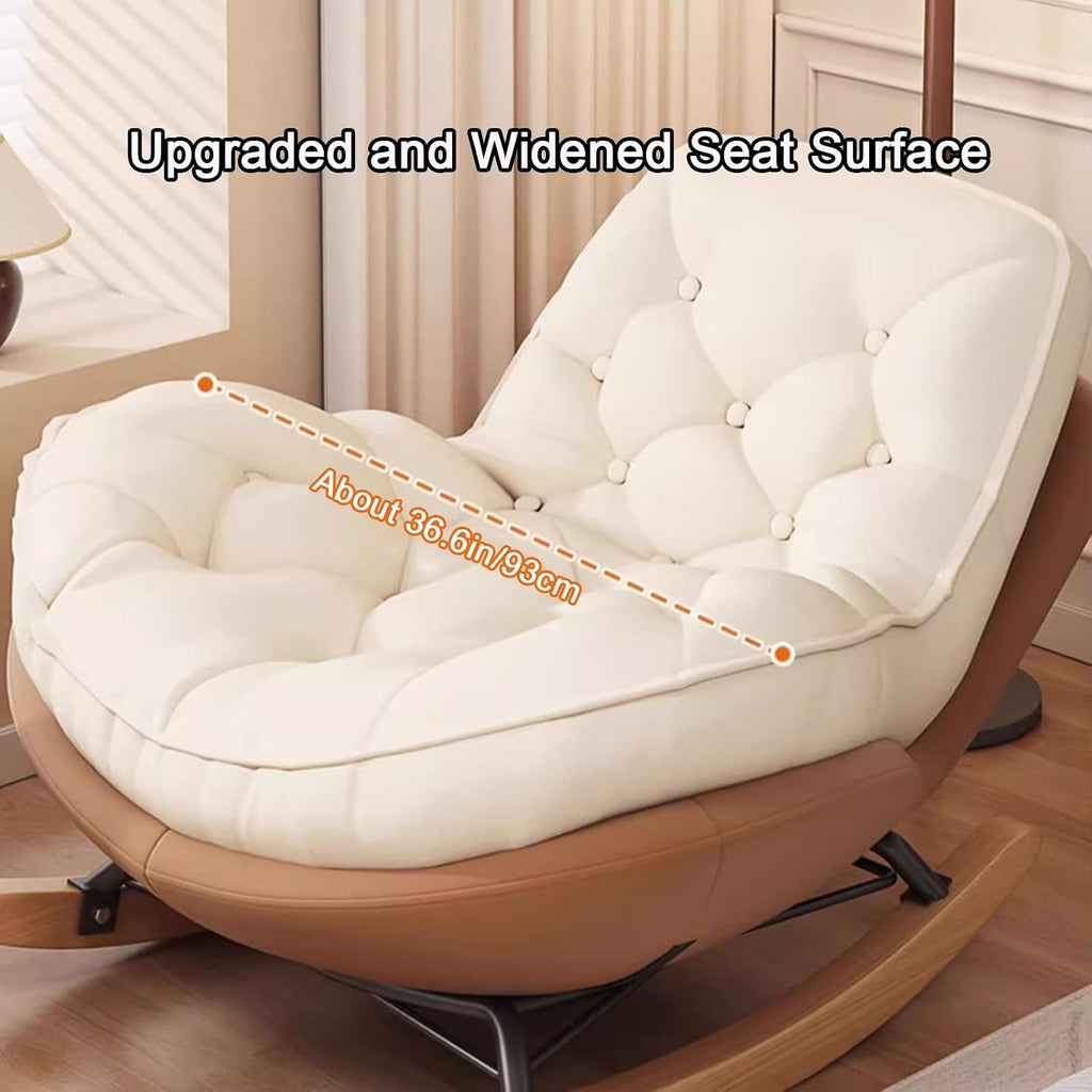Glider Rocking Chair, Upholstered Rocking Chair Indoor, with Thick Cushion Nursery Rocking Chairs, for Living Room, Bedroom (Color : Yellow, Size : B)