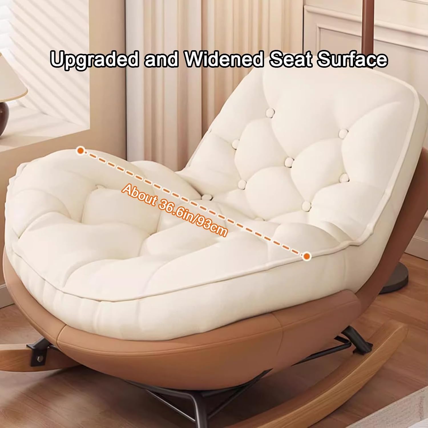Glider Rocking Chair, Upholstered Rocking Chair Indoor, with Thick Cushion Nursery Rocking Chairs, for Living Room, Bedroom (Color : Yellow, Size : B)