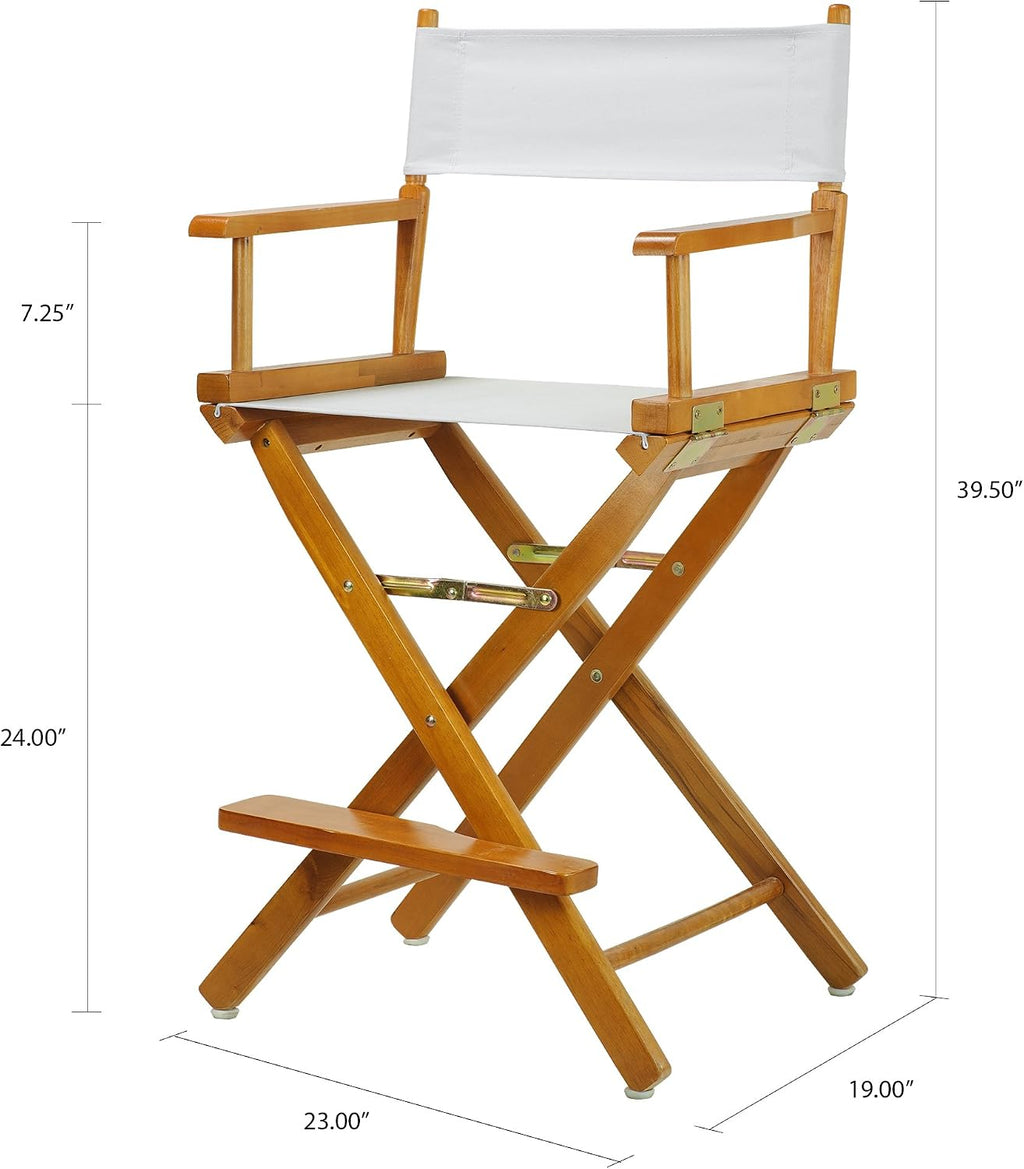 Casual Home 24" Director's Chair Honey Oak Frame-with White Canvas, Counter Height