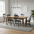 Black Dining Chair Set of 6, Windsor Wooden Dining Chairs Set of 6, Spindle Back Dining Chairs, Wood Dining Room Chair Spindle Side Country Farmhouse Chairs for Kitchen and Dining Room, Black