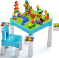 5-in-1 Toddler Table and Chair Set with 128PCS Building Blocks, Kids Activity Table Flip Top for Art, Sand & Water Play, Leak-Proof Design, Includes 1 Sturdy Chair, ASTM Certified, Gift for Ages 2-4