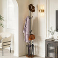 Coat Rack Freestanding, Coat Rack Stand with Umbrella Holder, Coat Tree, Coat Hanger Stand with 12 Hooks for Clothes Bag Hats, Hat Rack Hall Tree Coat Hanger Umbrella Stand for Entryway
