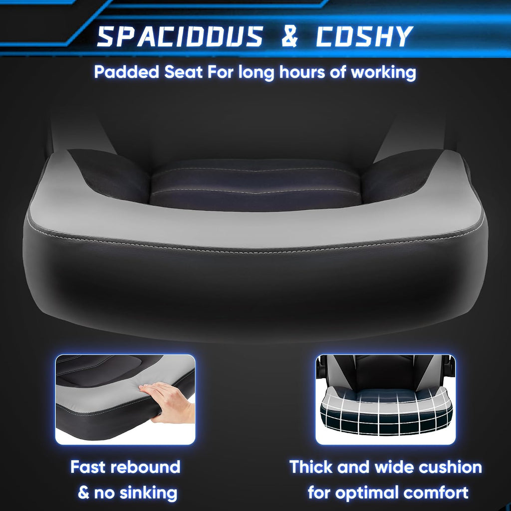 OLIXIS Computer Gaming Desk Chair - Ergonomic Video Game with Comfy Lumbar Support and headrest, PU Leather with Flip-up Arms, Adjustable Height and Swivel Wheels, for Adults, Dark Grey