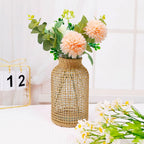 MDEOOSKY Straw Woven Glass Vase 7.87''x1.96''x4.13''Boho Glass Flower Vase Country Rustic Style Vase Glass Vase for Floral Arrangements Bottle Height (B Style 7.87IN)