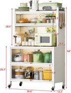 Heavy-Duty Kitchen Storage Cabinet on Wheels, Vertical Bakers Rack Organizer with Double-Door Locker, 250 KG Load Capacity, Smooth 360° Rolling, Space-Saving Mobile Storage Solution