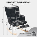 Nursing Rocking Chair, Teddy Glider Rocker with Footrest (Black) | Upholstered Accent Rocking Armchair with High Back & Side Pocket for Living Room Bedroom Nursery Office