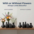 Black Ceramic Bud Vase Set of 10, Small Vases for Pampas Grass, Flowers, Mini Vases for Modern Home Decor, Minimalist Decor, for Living Room, Dining Table & Shelves