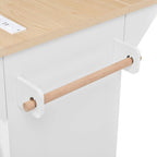 JIJIWANG Multifunctional Extendable Kitchen Island Cart with with Towel Rack,Spice Rack Shelf US Standard Outlet, 47 * 18 * 36inch,5 Wheels Mobile Kitchen Storage Cabinet,1 inchThick Top Board,White
