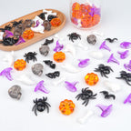 Jangostor 160 PCS Halloween Acrylic Spider Mini Pumpkins Bat Ghost Skull Hat Acrylic Sensory, Halloween Vase Filler Gems for DIY Crafts, Home, Halloween Table Decoration