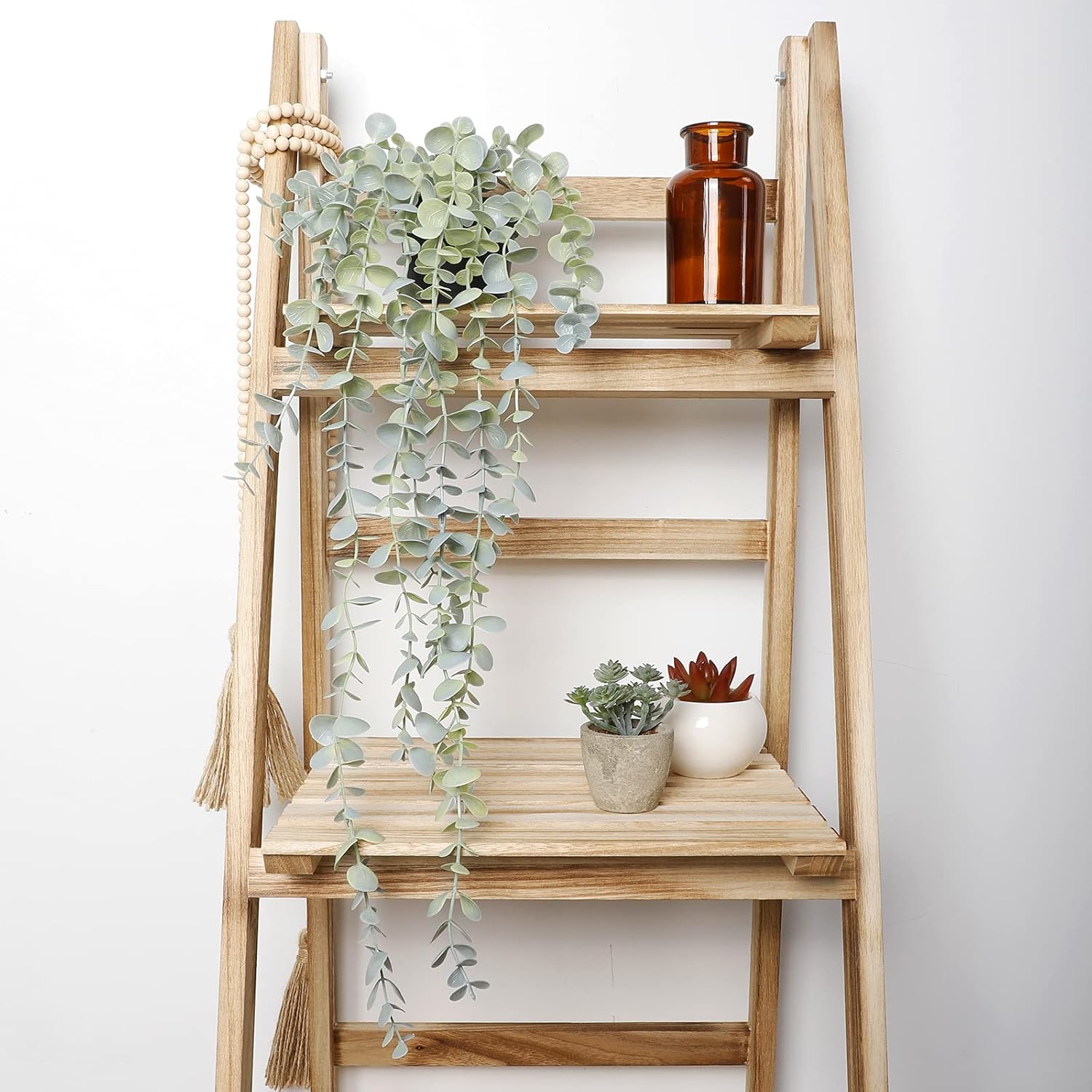 COCOBOO 1pcs Artificial Hanging Plants, Fake Potted Eucalyptus Faux Hanging Plant for Wall Room Home Indoor Outdoor Shelf Decor