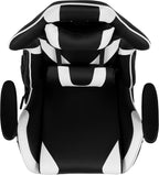 Flash Furniture X20 Fully Reclining LeatherSoft Racing Style Gaming Chair with Headrest, Lumbar Pillows, Ergonomic Swivel Computer Chair, Black/White