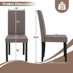 GOFLAME Upholstered Dining Chairs Set of 2, Fabric Kitchen Chairs with Padded Seat, Tilt Backrest, Rubber Wood Legs, Armless Side Chairs for Dining Room, Living Room, Restaurant, Brown