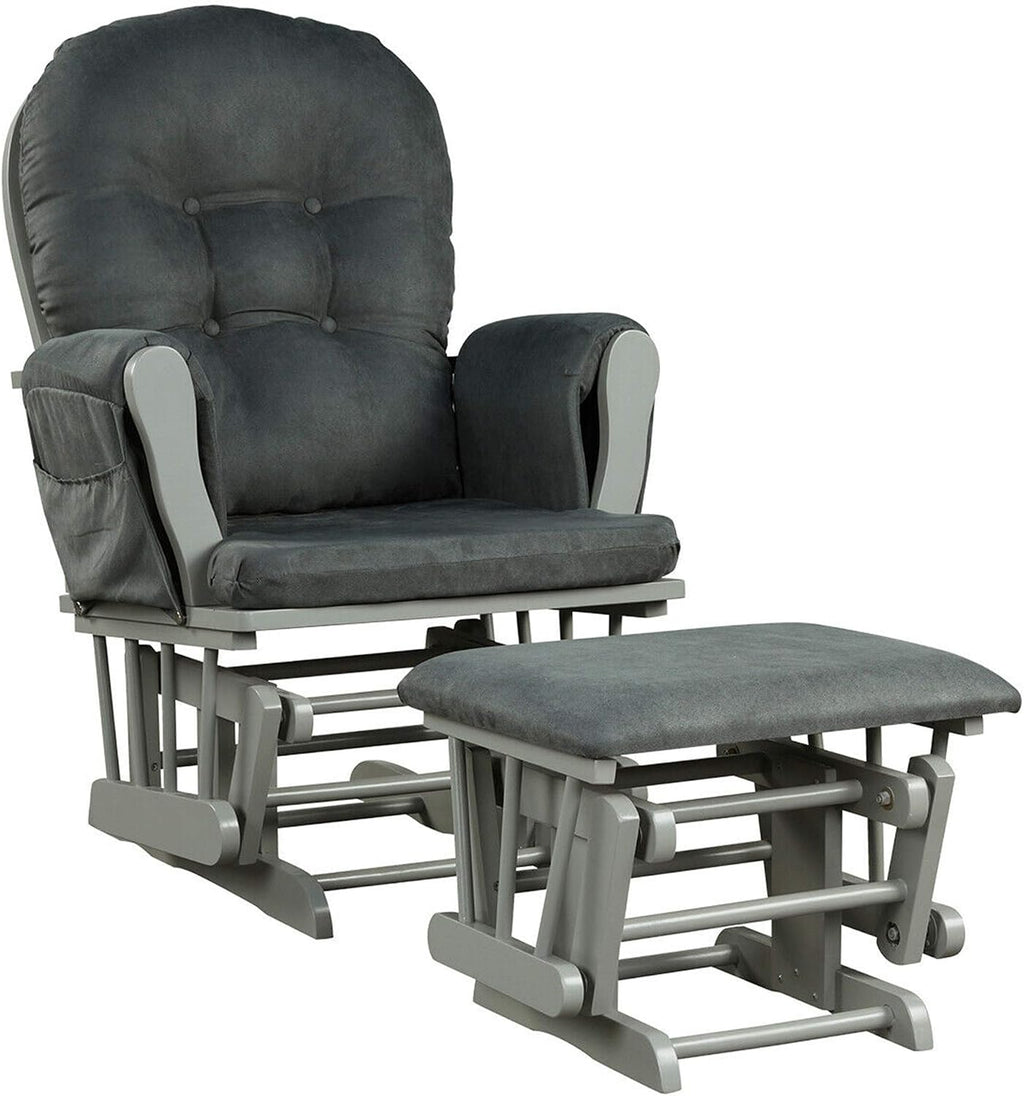 DORTALA Baby Glider Rocker with Ottoman, Multi-Position Glider with Cleanable Upholstered, Smooth Rocking Motion, Nursery Glider & Ottoman Sets for Nursing Baby, Reading, Grey