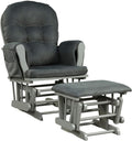 DORTALA Baby Glider Rocker with Ottoman, Multi-Position Glider with Cleanable Upholstered, Smooth Rocking Motion, Nursery Glider & Ottoman Sets for Nursing Baby, Reading, Grey