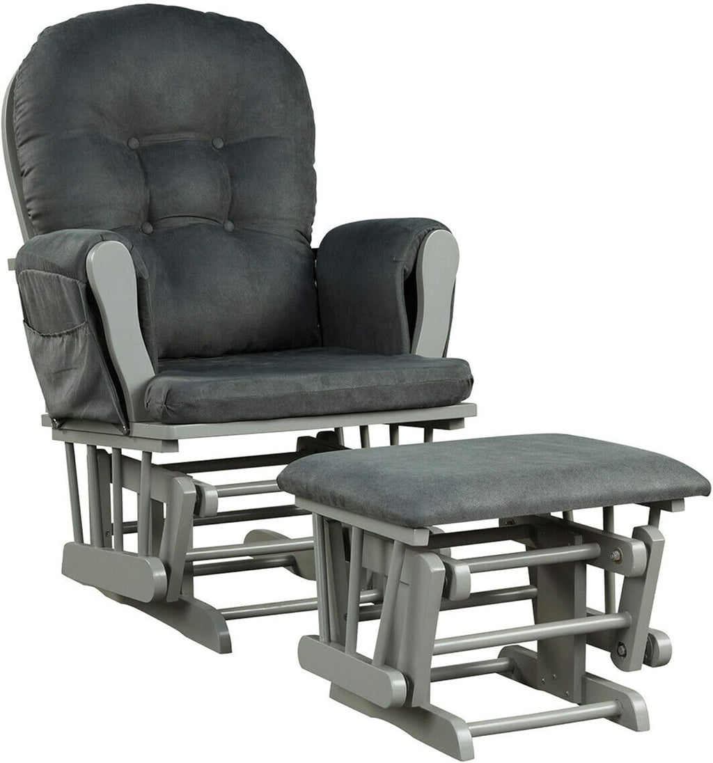 DORTALA Baby Glider Rocker with Ottoman, Multi-Position Glider with Cleanable Upholstered, Smooth Rocking Motion, Nursery Glider & Ottoman Sets for Nursing Baby, Reading, Grey