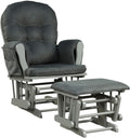 DORTALA Baby Glider Rocker with Ottoman, Multi-Position Glider with Cleanable Upholstered, Smooth Rocking Motion, Nursery Glider & Ottoman Sets for Nursing Baby, Reading, Grey