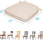 Chair Cushions for Dining Chairs, D-Shaped Non-Slip Seat Cushions with Removable Washable Covers & Ties, Chair Pads for Kitchen, Indoor Patio 17" x 16" (Cream, 4 Count)