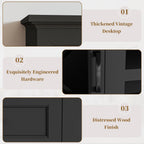 63 Inch Sideboard Buffet Cabinet with 4 Glass Doors, Coffee Wine Bar Storage Cabinet, Modern Buffet Table with Storage for Dining Room, Kitchen, Living Room, Black