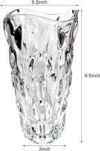Luxury Tall Glass Vase, Premium Geometric Shape Flower Vase - White Textured Surface Home Decor, Decorative Modern Farmhouse, Ideal for Shelf, Mantle, Table & Entryway Decor, Clear