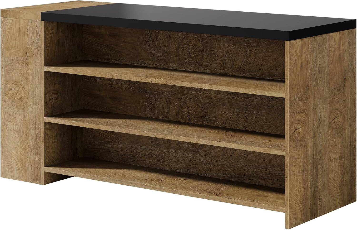 Tribesigns 55" Kitchen Island with Storage, Farmhouse 5-Tier Stationary Island Table with 5 Shelves, Wood Coffee Bar Table Storage Cabinet with Large Countertop for Kitchen, Vintage Brown