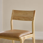 Watson & Whitely Wood Dining Chairs Set of 4, Modern Leather Upholstered Kitchen Chairs with Ergonomic Curved Backrest and Solid Wood Frame, Farmhouse Chairs for Dining Room, Living Room, Camel
