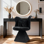 Velvet Swivel Vanity Chair with Butterfly Back, Makeup Stool for Bedroom Dressing Table, Modern Accent Chair for Living Room, Dining Room, Study, Home Office (Black)
