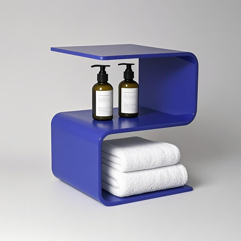 Acrylic Side Table 17.7" H - S-Shaped Blue End Table, 20 lbs Capacity, No Assembly Required
