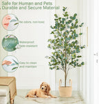 Caxchiling Faux Eucalyptus Tree 6FT, Artificial Potted Tree for Indoor Outdoor, Fake Floor Plants with Natural Wood Trunk, Home Office Living Room Bedroom Decor