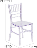 BizChair Child’s Transparent Crystal Resin Party and Event Chiavari Chair for Commercial & Residential Use