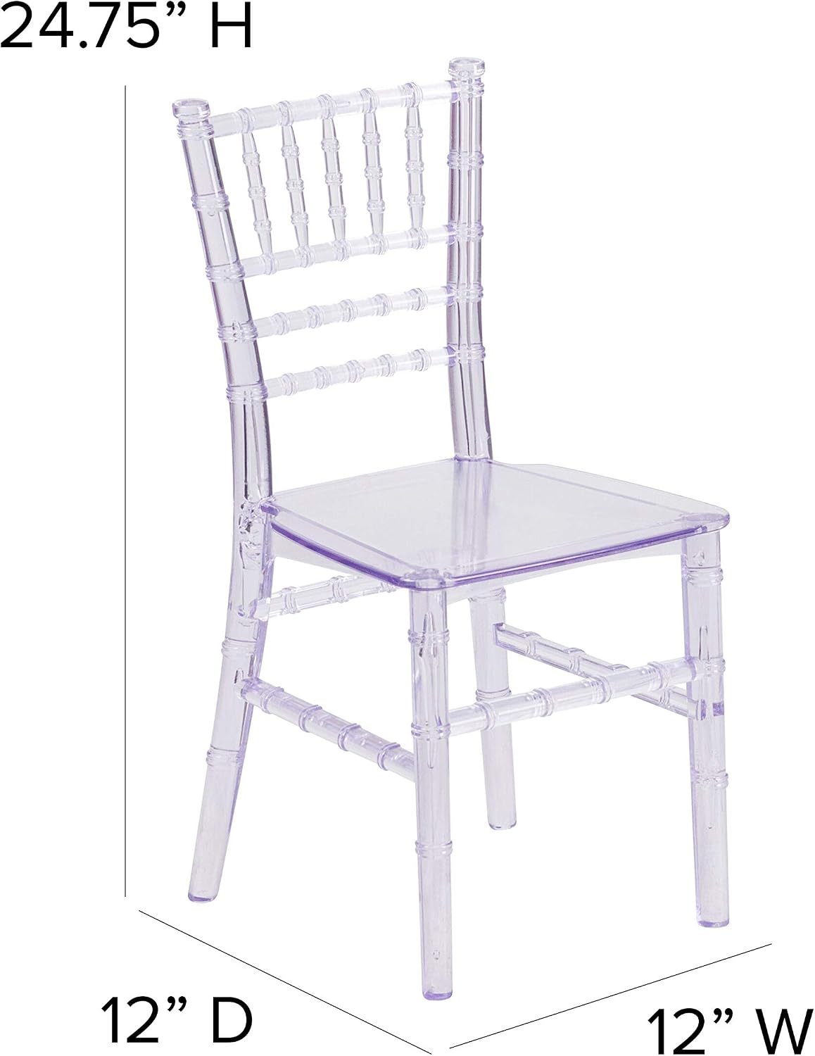 BizChair Child’s Transparent Crystal Resin Party and Event Chiavari Chair for Commercial & Residential Use