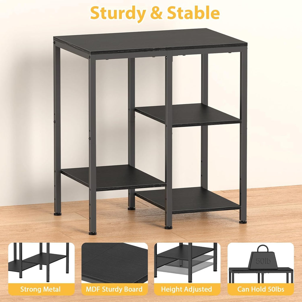 OGEMXU Kitchen Microwave Stand,4-Tier Adjustable Bakers Rack, Microwave Cart with Storage, Small Coffee Bar Table Appliance Shelf for Living Room,Office (Coal-Black)