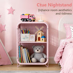 Cute Nightstand, Metal End Table, Side Table with Storage, 3-Tier Narrow End Table for Girls, Small Beside Table for Bedroom, Living Room, Office, Decor, Pink